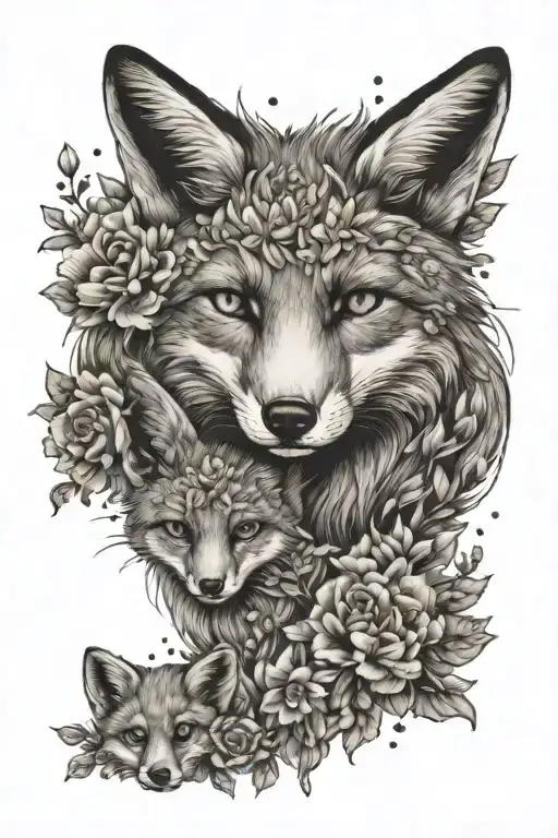 Floral Mom Fox With Kits