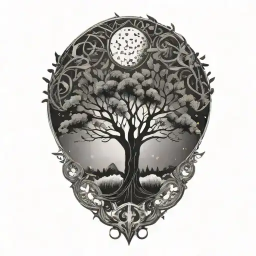 Tree Of Life And Sun And Moon