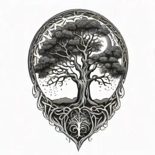 Tree Of Life And Sun And Moon