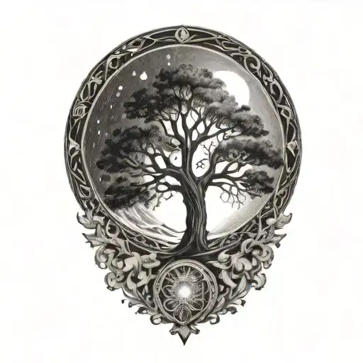 Tree Of Life And Sun And Moon
