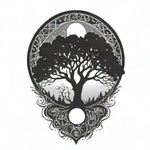 Tree Of Life And Sun And Moon