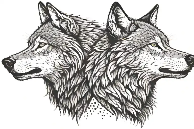 Two Wolf Head Howling Lateral View