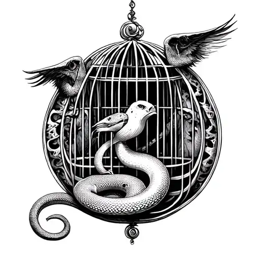 Vogel In The Cage And The Snake Slogue Around The Cage