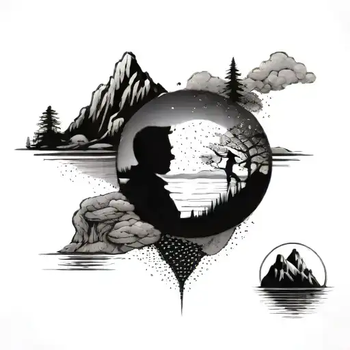 A Romantic Tattoo Of You And Your Husband On A Mountaintop Overlooking A Lake
