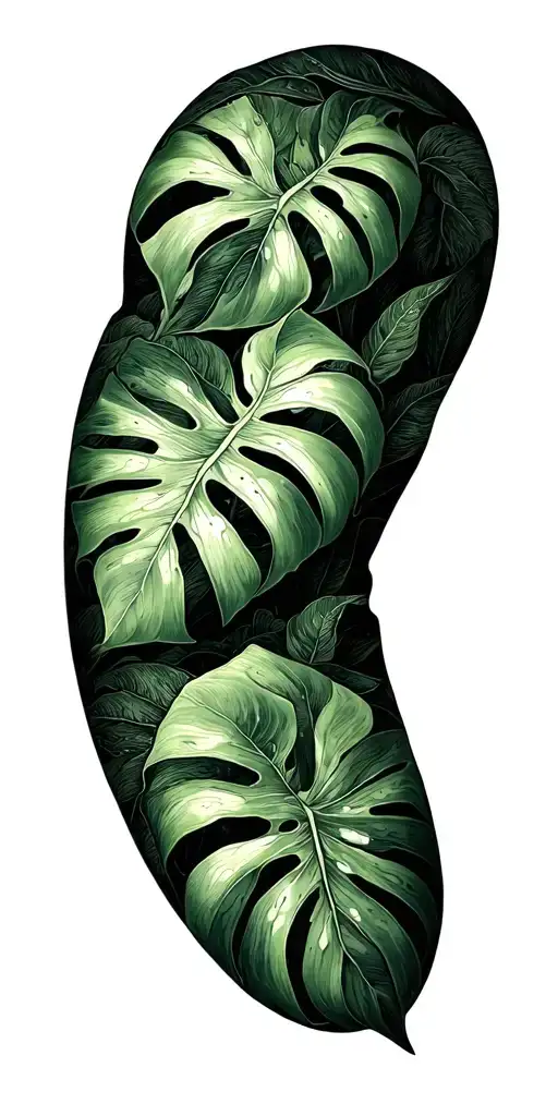 Plant Sleeve With Monstera Leaves