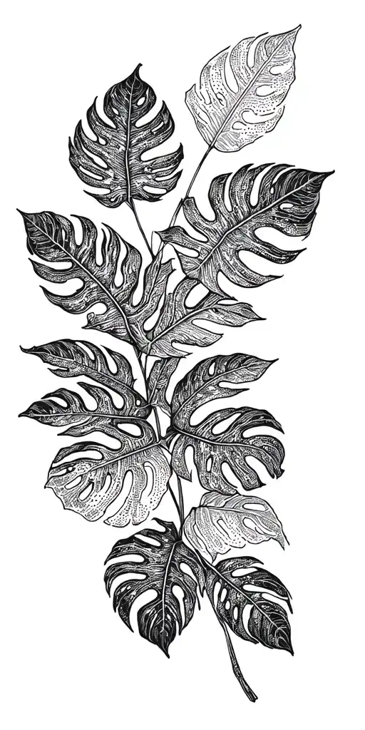 Plant Sleeve With A Few Monstera Leaves