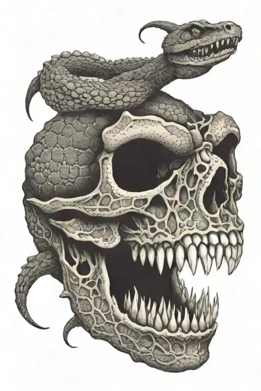 Snake In Crocodile Skull
