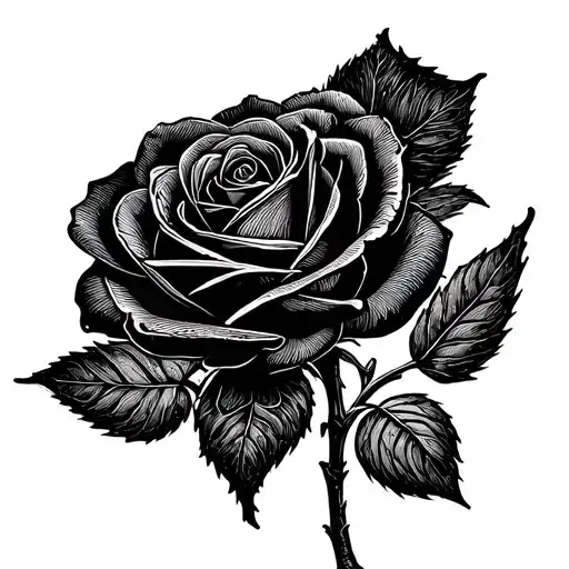 Fine Line Rose Minimal Line Art