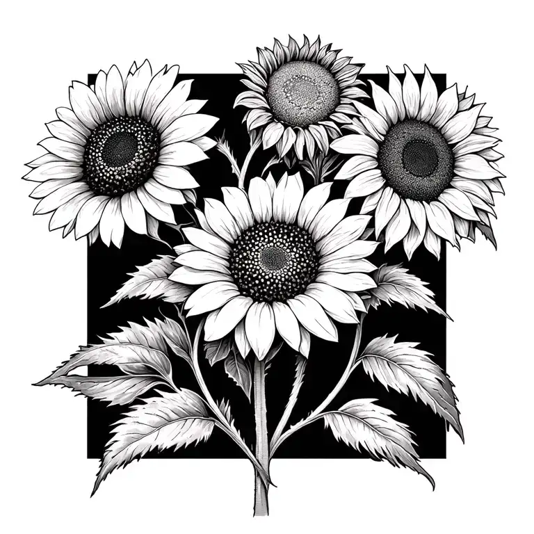 Zinnias And Sunflowers Long Greens Stems