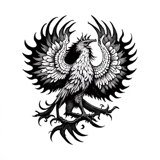 Phoenix And Fire Flames