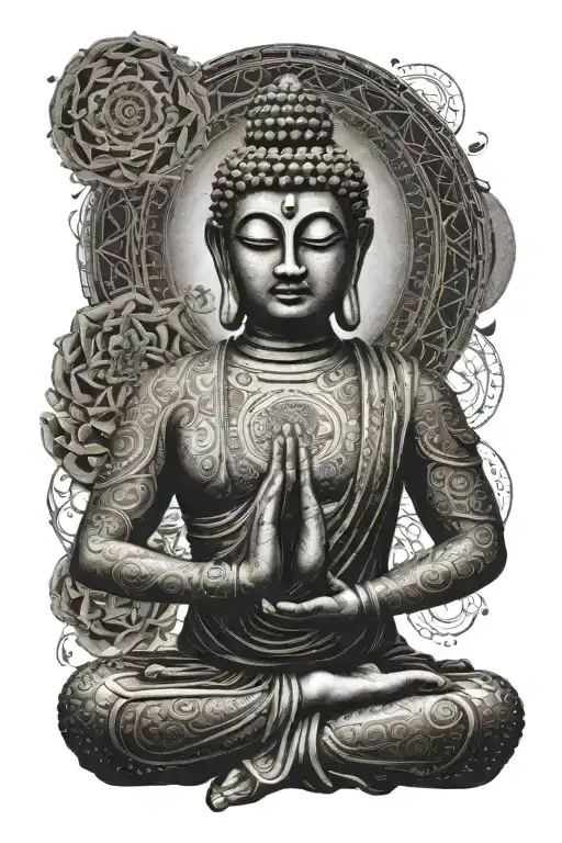 Buddha Meditation Pose With 5 Body Elements Incorporated