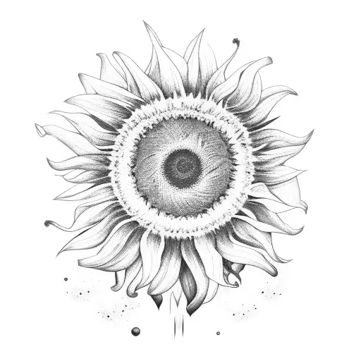 Sunflower With Stem Intertwined With Stem And Rose