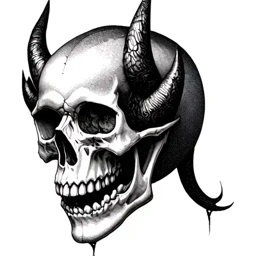 Skull With Demon Horns