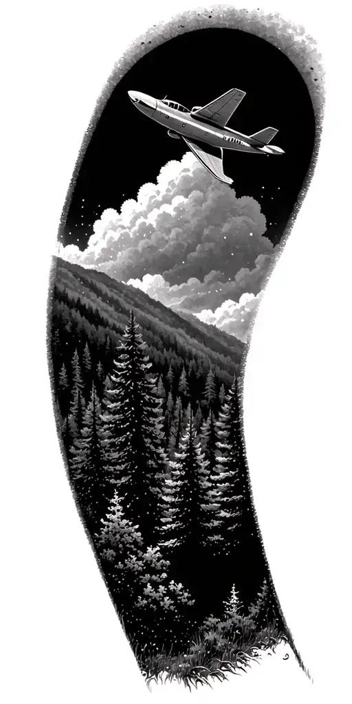 A Vintage Airplane Soaring Through A Forest