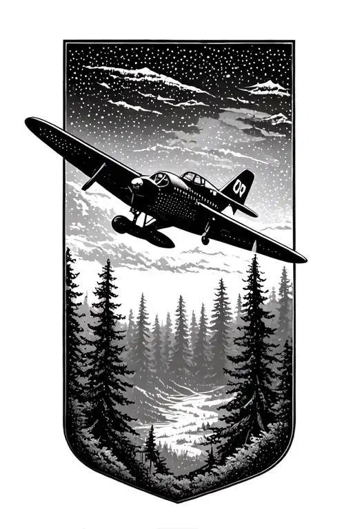 A Vintage Airplane Soaring Through A Forest Scene