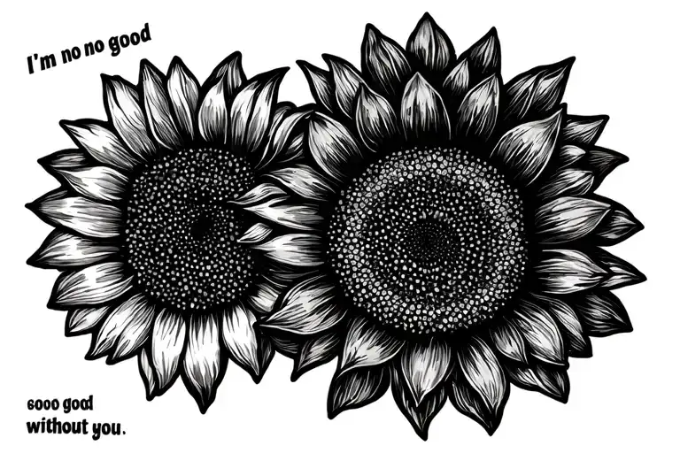 Two Sunflowers One On Each Side Of A Quote Saying I'm No Good Without You