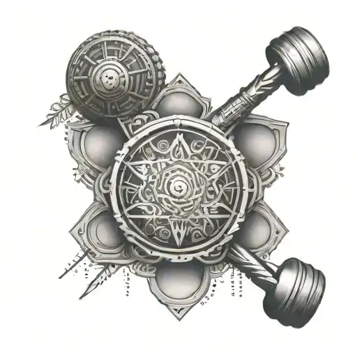An Intricate Mandala Design Incorporating Elements Of Weightlifting Equipment
