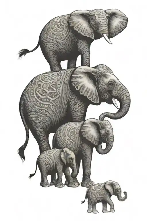 Elephant Family With Initials