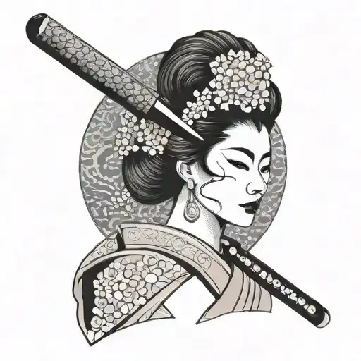 Geisha Holding A Katana