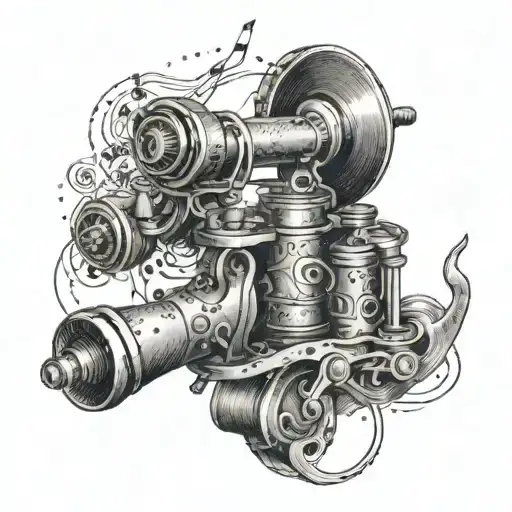 A Tattoo Machine With Musical Notes As The Needle