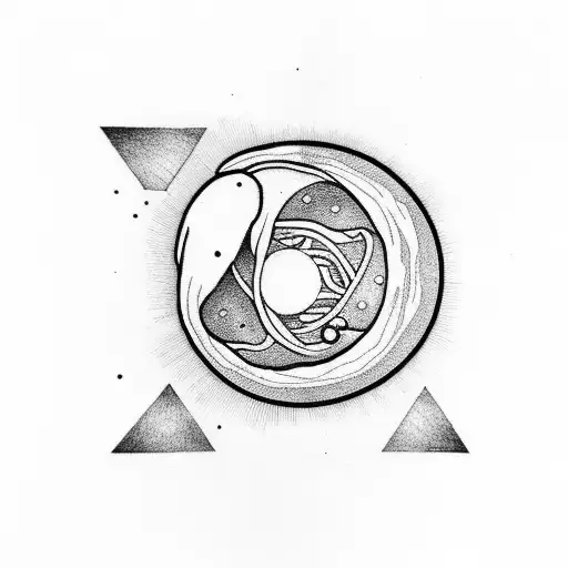 Moon Rising From A Uterus With The Golden Ratio Behind With A Minimalist Design