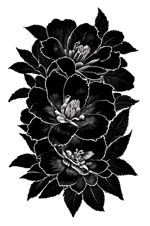 Gardenia Surrounded By Azalea Flower Outline