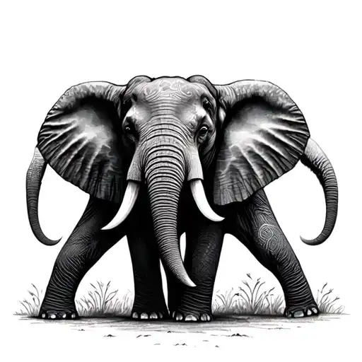 Elephants Holding Trunks