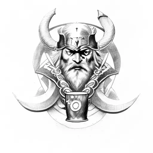 Odin Drinking Beer From A Horn