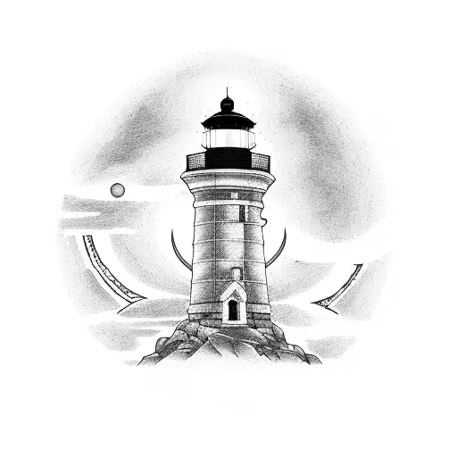 A Librarian Reading A Book Under A Lighthouse At Sunrise