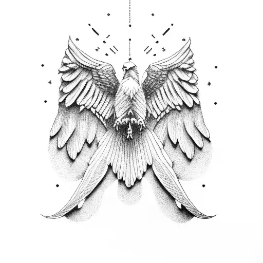 Eagle With His Wings Spread Wide And Up