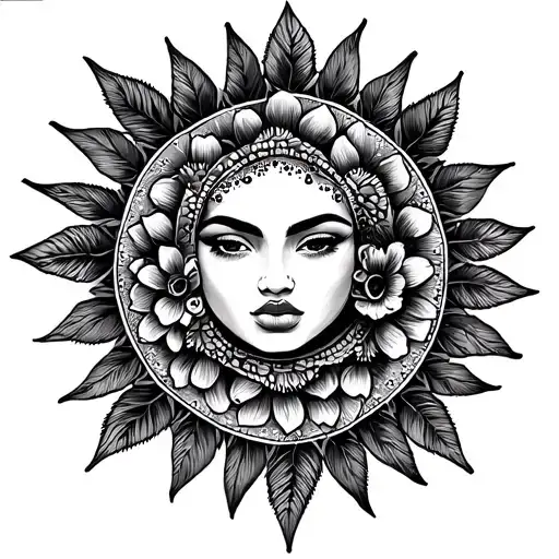 Filipino Sun Tribal Incorporating Filipino Flowers
