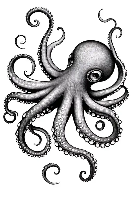 Giant Pacific Octopus Feminine Fine Line