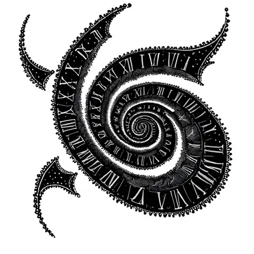 Spiral Pattern With Roman Numerals From 1 To 12