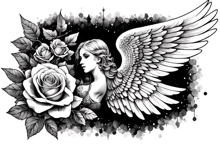 Skl With Wings And Roses