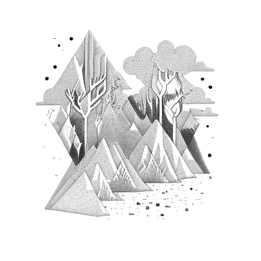 A Surreal Landscape Of A Dark Synth Concert In The Middle Of A Dense Forest