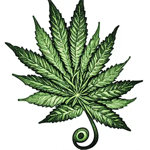 A Music Note Made Out Of Marijuana Leaves And Money Symbols