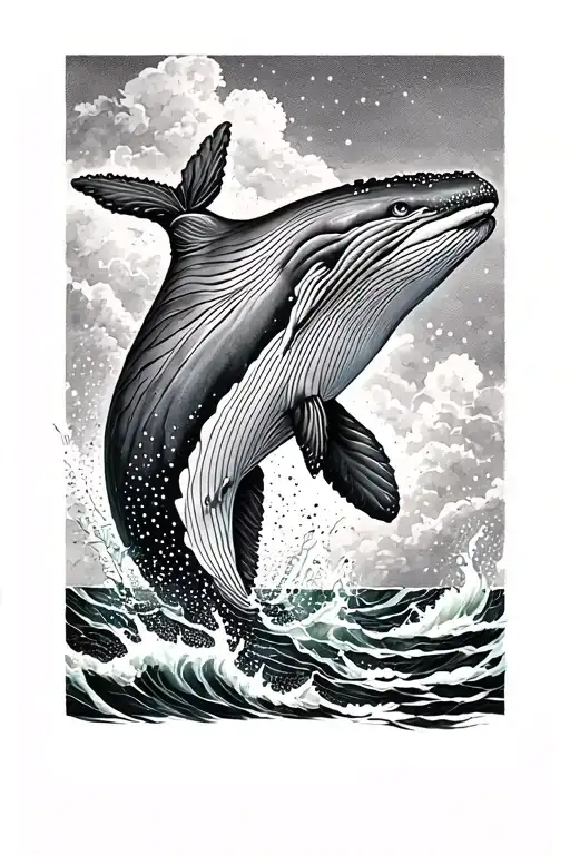 Delicate Whale Jumping With Stripes On Their Belly