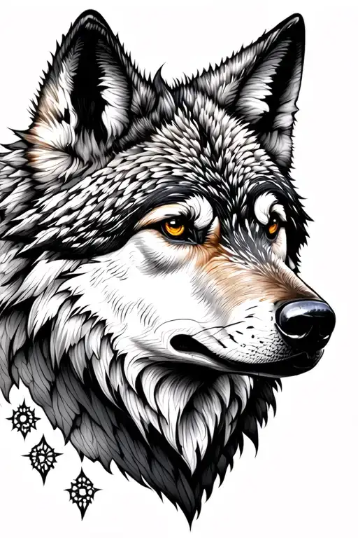 Realism Black And Grey Wolf Head Tattoo Design