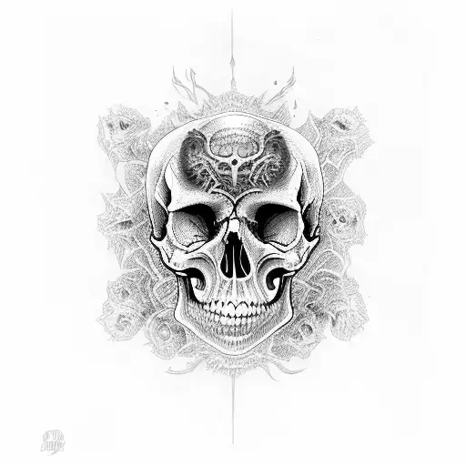 Scary Skulls Inside Purple Fire