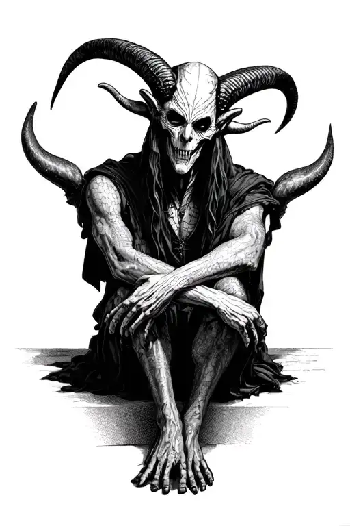 Nameless Ghoul Baphomet Posing With Crossed Legs