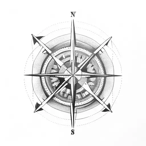 Nautic Compass With Sailboat And Includes Letters A M R