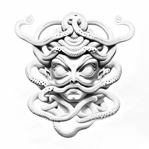 Angry Medusa Statue With Snake Eyes