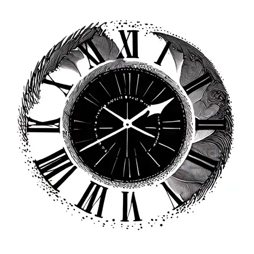 Abstract Modern White Spiral Clock Dial With Black Roman Numerals