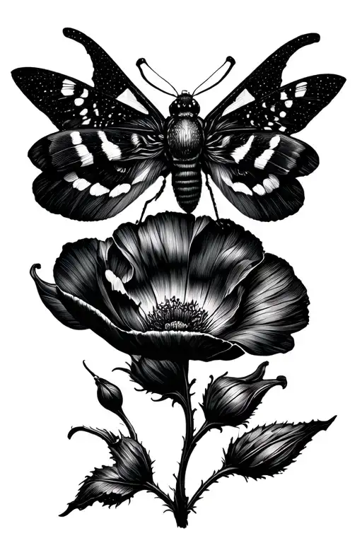 Moth And Wild Poppy