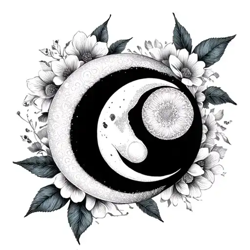 Moon And Flower Intertwined