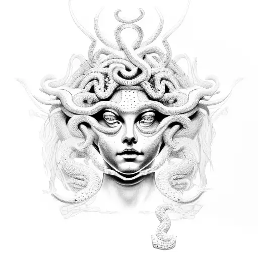 Medusa Statue With Tear-filled Snake Eyes