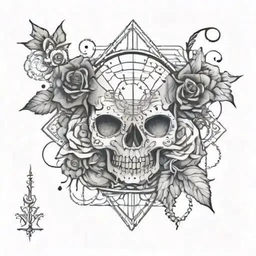 A Tattoo Design Combining Goth Style With Elements Of Home Making And Clean Aesthetics