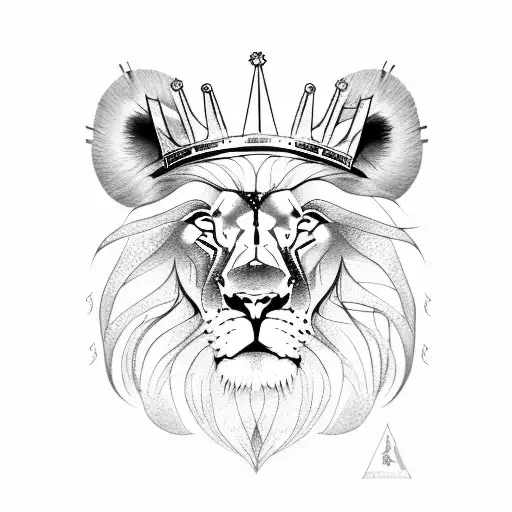 Lion And Lamb In One Face With Crown Of Thawns On Head