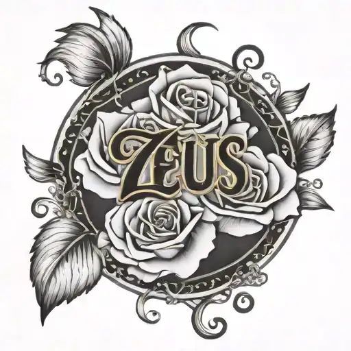 Name Zeus With A Rose Intertwined