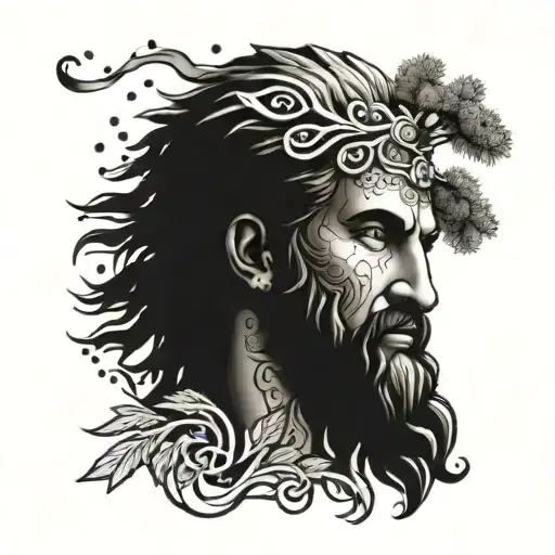 Name Zeus With A Pine Tree Intertwined